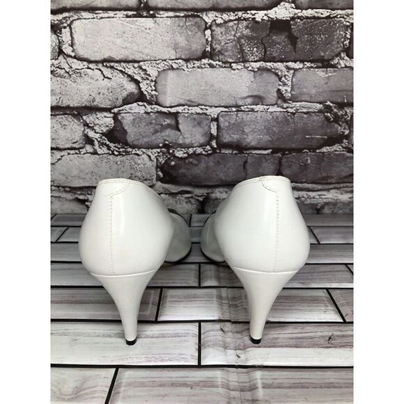 VTG David Evins White Leather Black Cap Toe Dress Heels Women’s Sz 7AA US/37.5EU - Picture 7 of 16